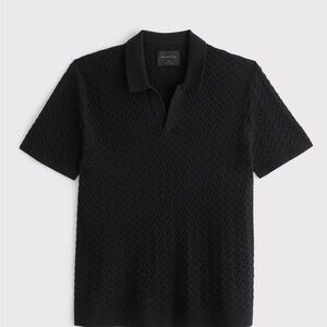 Abercrombie & Fitch Textured Black Sweater Polo